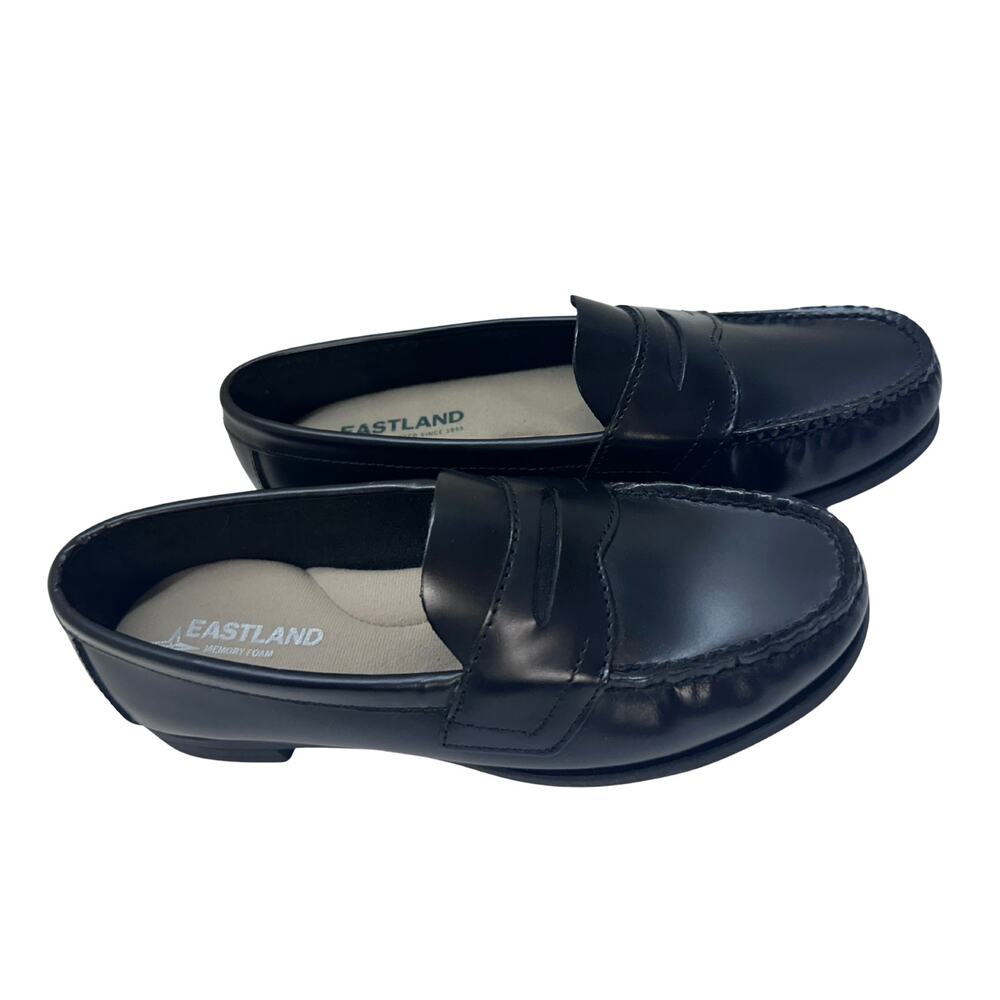 NIB Eastland Black Leather Penny Loafers Womens 5.5 Old Money Prep Chic Modern - Picture 6 of 12